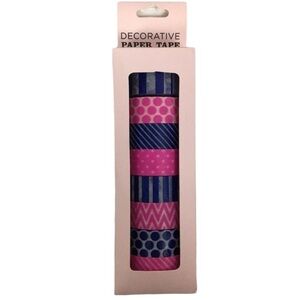 ELUM DESIGNS Washi Paper Tape Decorative Navy Pink 8 Rolls Scrapbooking Planner